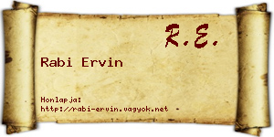 Rabi Ervin névjegykártya